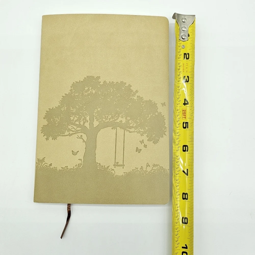 Tree of Life Faux Leather Journal Bamboo Pen Inspirational Bookmark Set Tan